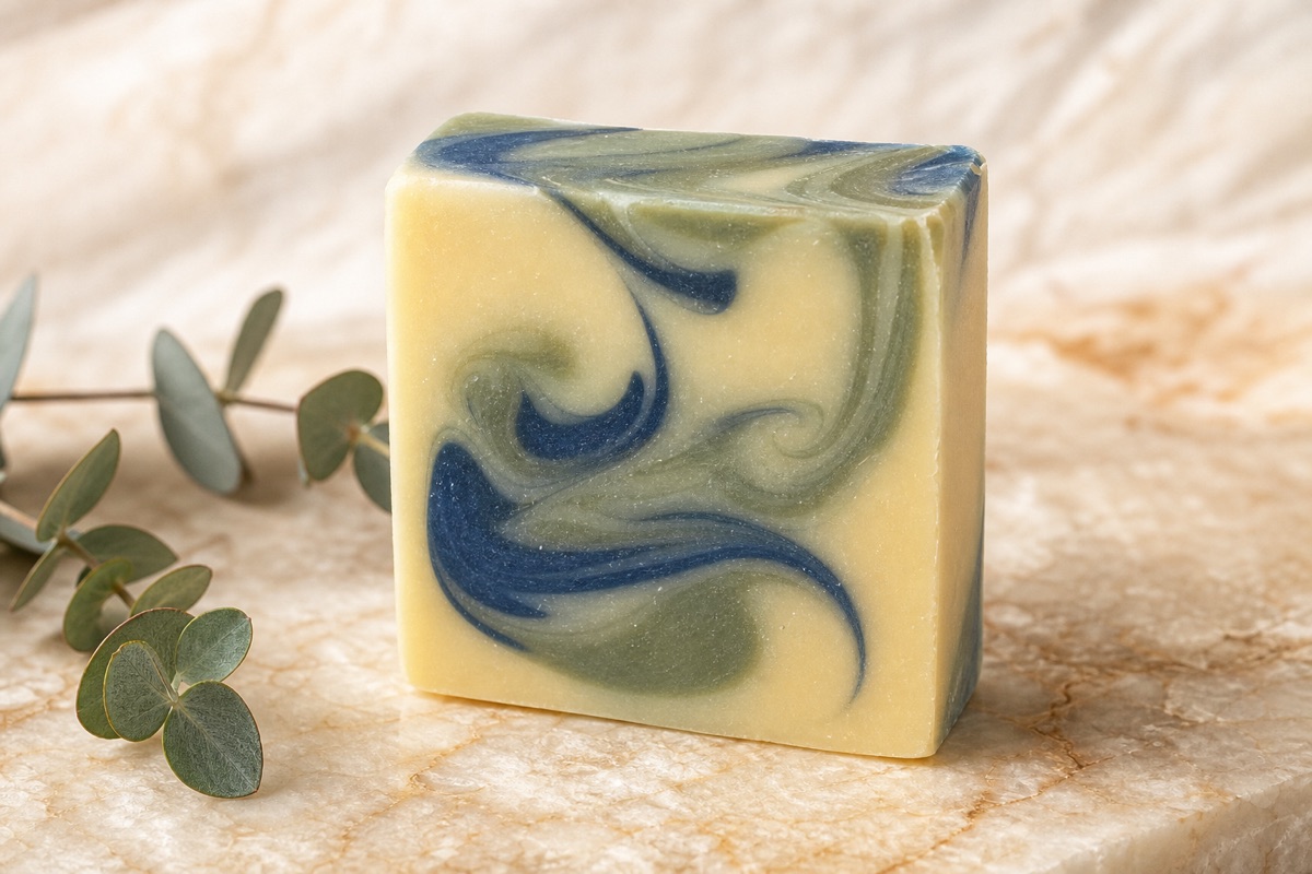Botanical swirl artisan soap bar